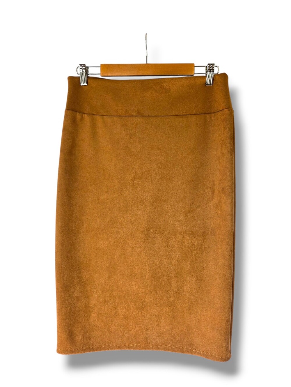 Double Take Y2K Faux Suede Camel Tube Pencil Skirt Size Medium